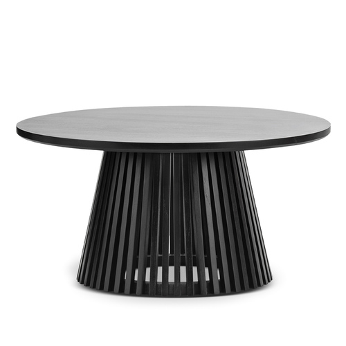 Pedie Round Slat Coffee Table, Black Teak