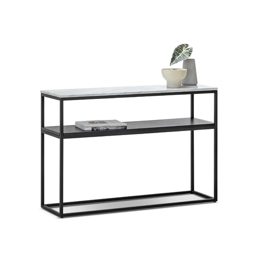 Ebonie White Marble 120cm Console Table, Black