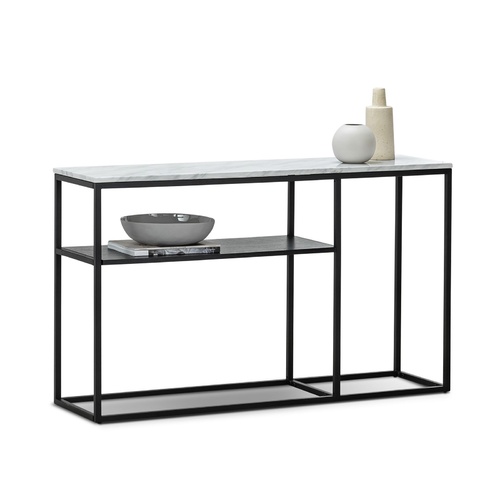 Ebonie White Marble 130cm Console Table, Black