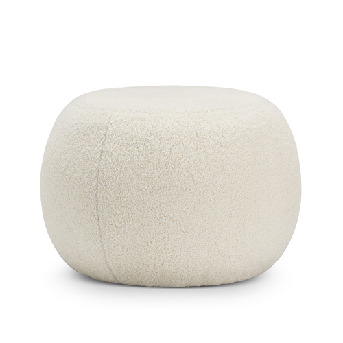 Venus Round Ottoman Pouf, Bouclé Cream