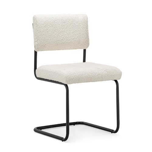 Myah Set of 2 Cantilever Dining Chair, Cream Bouclé & Black