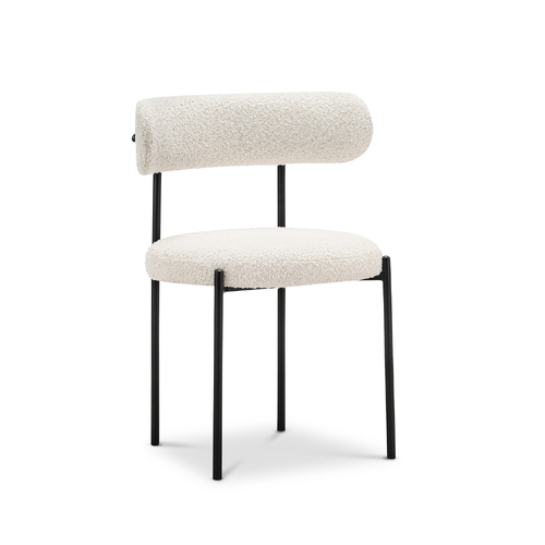 Ines Set of 2 Boucle Dining Chair, Cream & Black