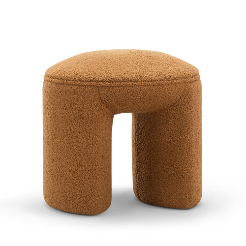 Remi Round Ottoman Stool, Teddy Rust