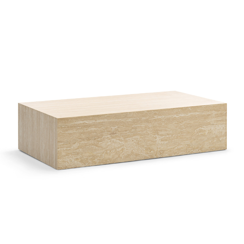 Cubie Large Plinth Coffee Table, Cream Travertine