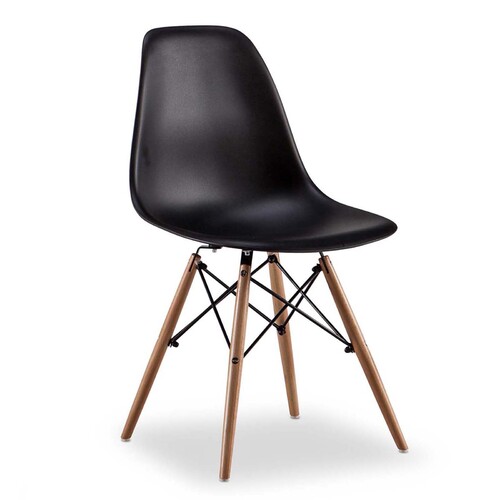 Replica Eames DSW Side Chair, Black (Set of 4)