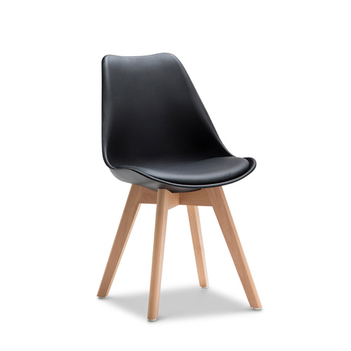 Replica Padded Eames DSW Chairs, Black Natural (Set of 2)