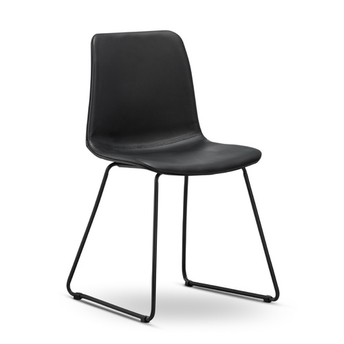 Sadel Leatherette Dining Chair, Black (Set of 2)
