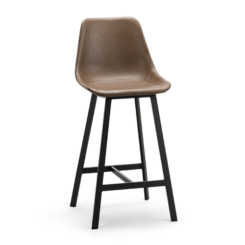 Hanns 67cm Premium Vegan Leather High Back Barstool, Mocha Brown (Set of 2)