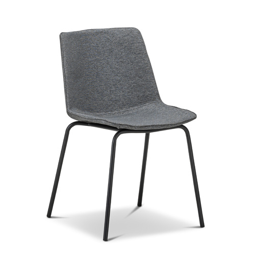 Carlie Fabric Dining Side Chair, Charcoal Grey & Black (Set of 2)