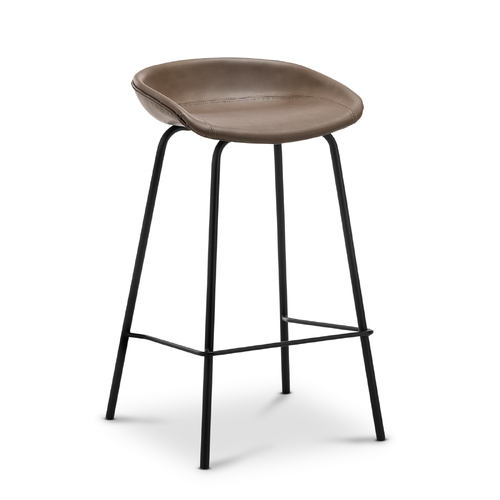 Brandon Set of 2 Vegan Leather Barstool, Mocha Brown