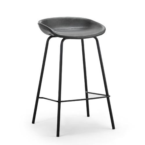 Brandon Set of 2 Vegan Leather Barstool, Vintage Charcoal