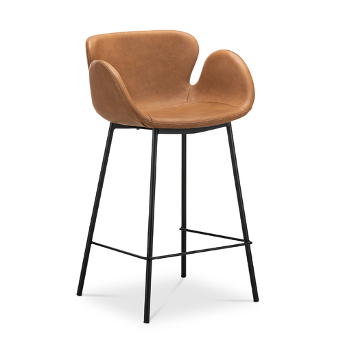 Lennox Set of 2 Vegan Leather Barstool, Vintage Tan