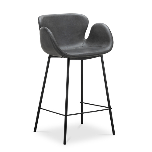 Lennox Set of 2 Vegan Leather Barstool, Vintage Charcoal