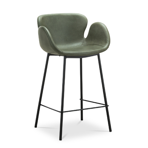 Lennox Set of 2 Vegan Leather Barstool, Vintage Green