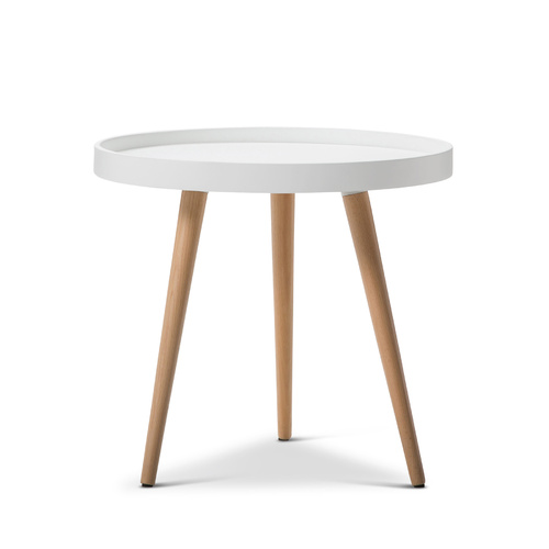 Bolo Round Tray Side Table, White