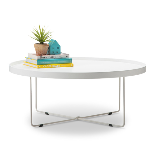 Hover Round Tray Coffee Table, White