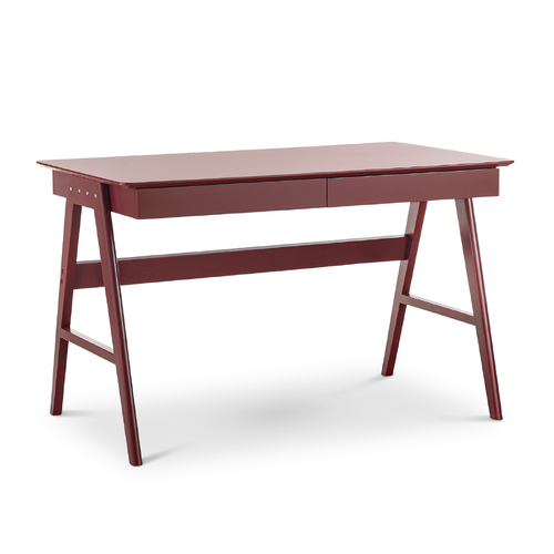 Aleksander 2 Drawer Desk, Burgundy Red