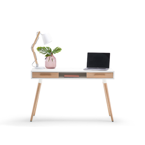 Myst 2 Drawer Desk, White & Oak