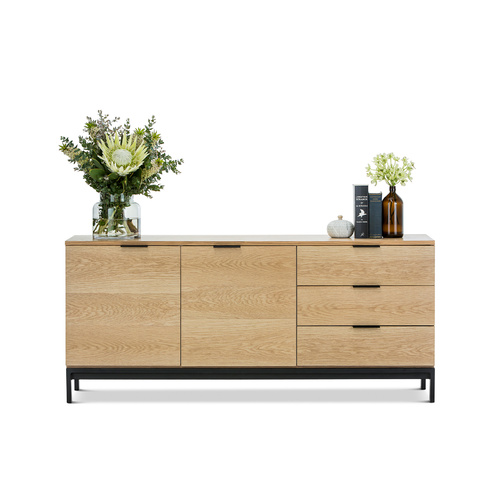 Macy Oak Sideboard Buffet, Natural & Black
