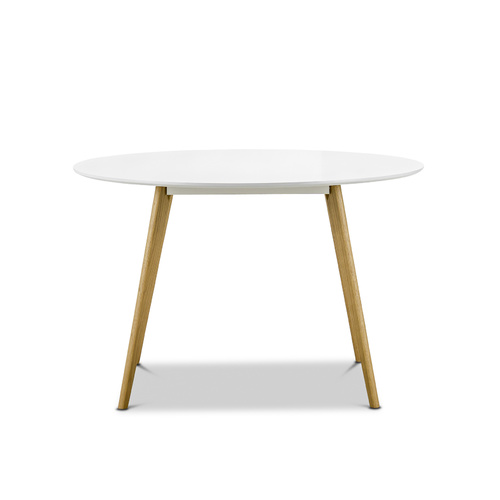 Line Round Dining Table, White & Oak