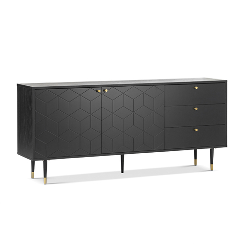 Hexii Oak Sideboard Buffet, Black