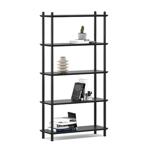 Rakk Tall Bookshelf, Black Oak
