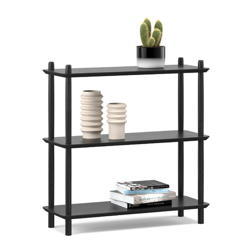 Rakk Low Bookshelf, Black Oak