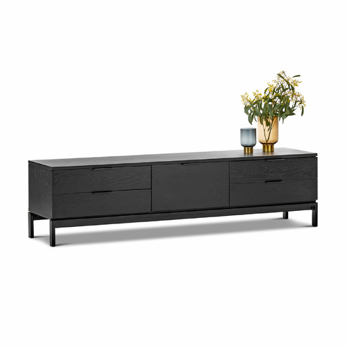 Macy Oak Entertainment Unit, Black