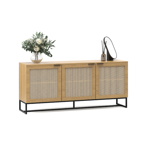 Hendrick Rattan 3 Door Sideboard, Natural Oak
