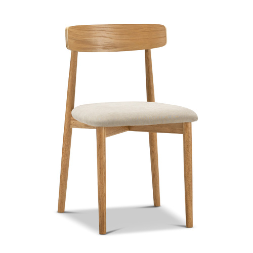 Finn Set of 2 Oak Dining Chairs, Natural & Beige