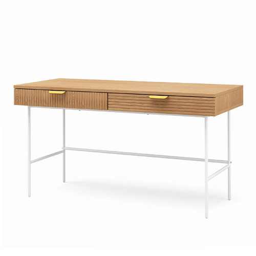 Kina 140cm Ripple Desk, Natural Oak & White