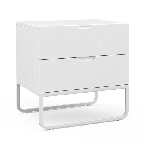 Dante 2 Drawer Bedside Table, White Oak