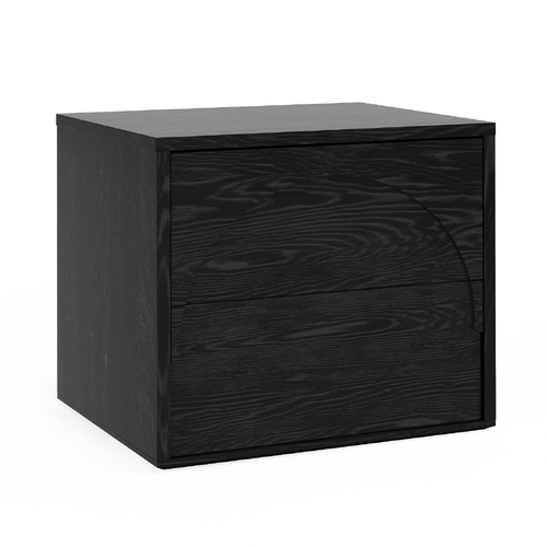 Aurora 2 Drawer Arch Bedside Table, Black Oak