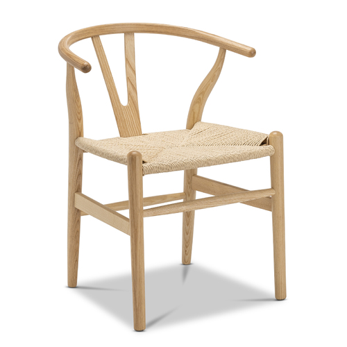 Arche Solid Ashwood Woven Cord Dining Chair, Natural (Set of 2)