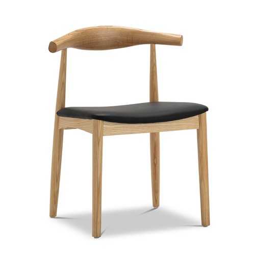 Elba Ashwood Elbow Chair, Natural & Black (Set of 2)