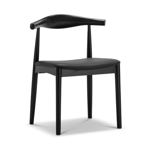 Elba Solid Ashwood Dining Chair, Black (Set of 2)
