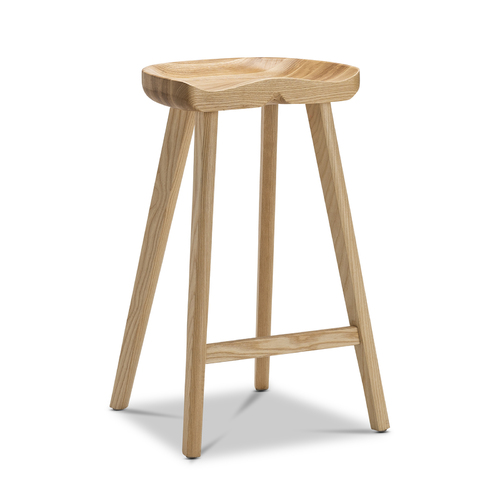 Moku Solid Ashwood Tractor Seat Barstool, Natural (Set of 2)