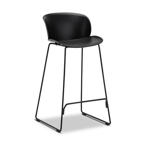 Koa 65cm High Back Sled Barstool, Black (Set of 2)