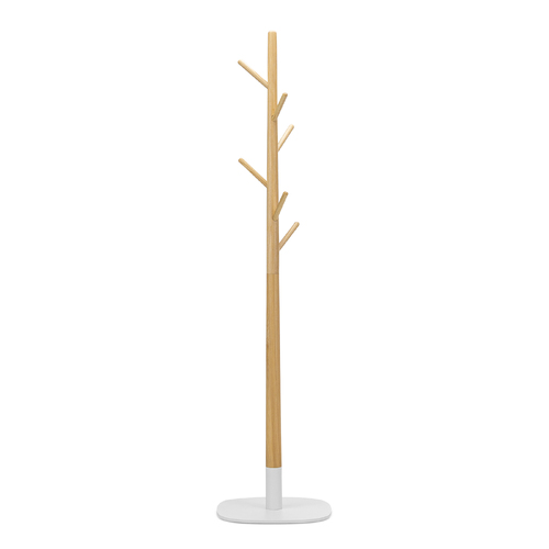 Kinn Solid Ashwood Coat Rack, White & Natural