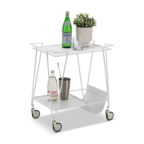 Kian Steel Bar Cart, Matte White