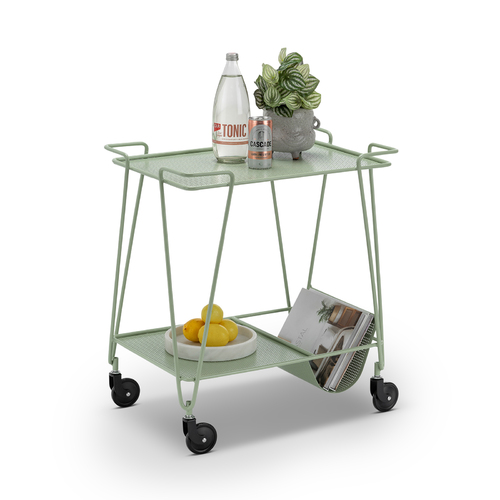 Kian Steel Bar Cart, Sage Green