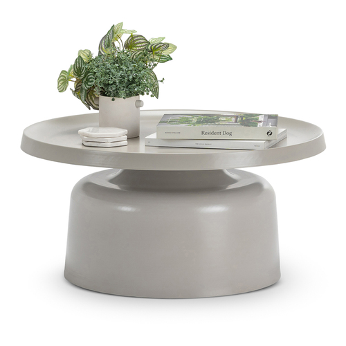 Palemo Round Pedestal Tray Coffee Table, Dove Grey