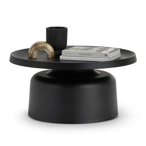 Palemo Round Pedestal Tray Coffee Table, Matte Black