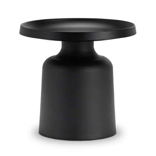 Palemo Round Pedestal Tray Side Table, Matte Black