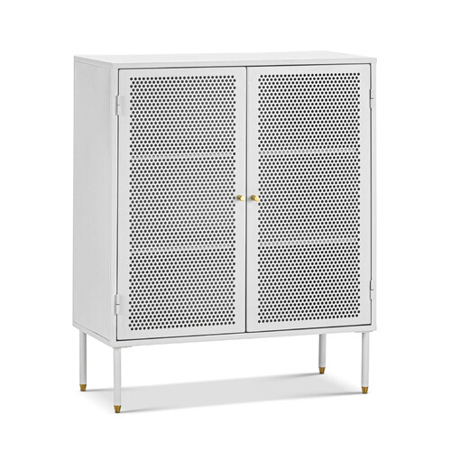 Mesh 2 Door Low Cabinet, Matte White