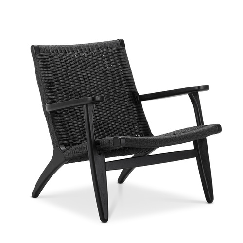 Miles Solid Ashwood Easy Lounge Chair, Black