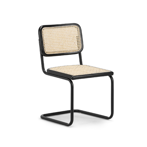 Blaire Set of 2 Rattan Cantilever Dining Chair, Black