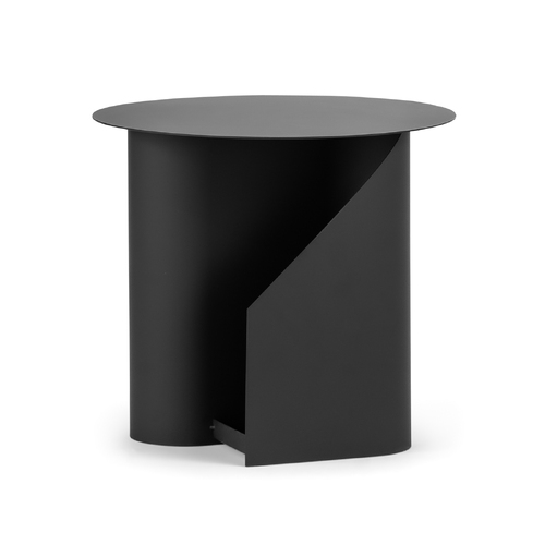 Zeke Round Side Table, Matte Black