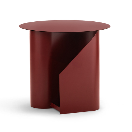Zeke Round Side Table, Merlot Red
