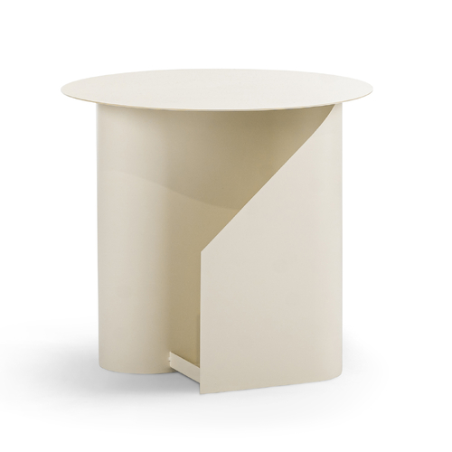 Zeke Round Side Table, Beige Cream